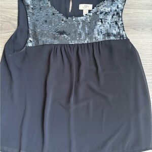 LOFT Black Sequin Blouse